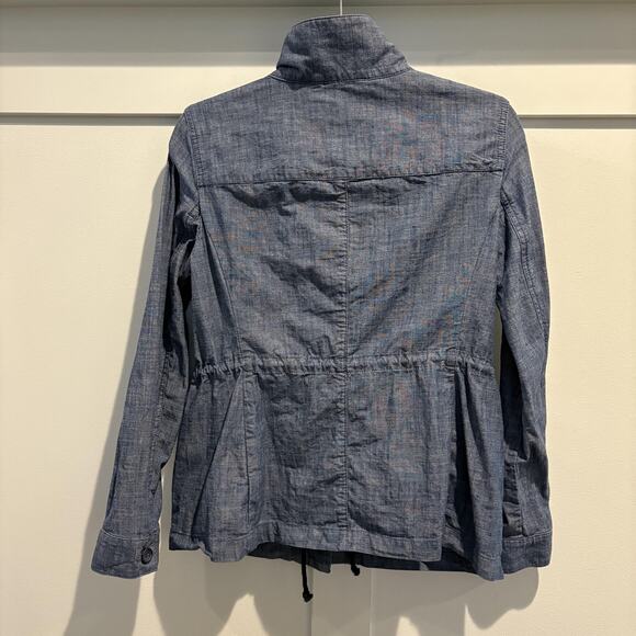 Talbots Jacket Women XS Extra Small Blue Chambray Utility Drawstring Funnel Neck - Picture 7 of 11